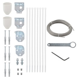 vidaXL 29-Piece Balcony Screen Accessory Set - Durable and Easy Installation Kit includes Steel Cable, Corner Bracket Set & Cable Ties