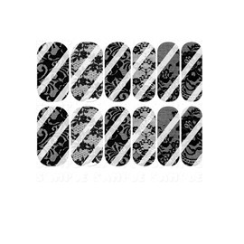 Black Lace Nail Decals Nail Wraps - Waterslide Nail Decals