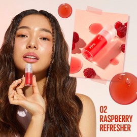 Kaja Juicy Glass Lip Plumping Oil | 02 Raspberry Refresher | Hydrating, Feel Plumped and Lightweight with Vitamin Tree Fruit Oil, Vegan, Cruelty-Free, Clear Tint Stain Shine Gloss Plumper