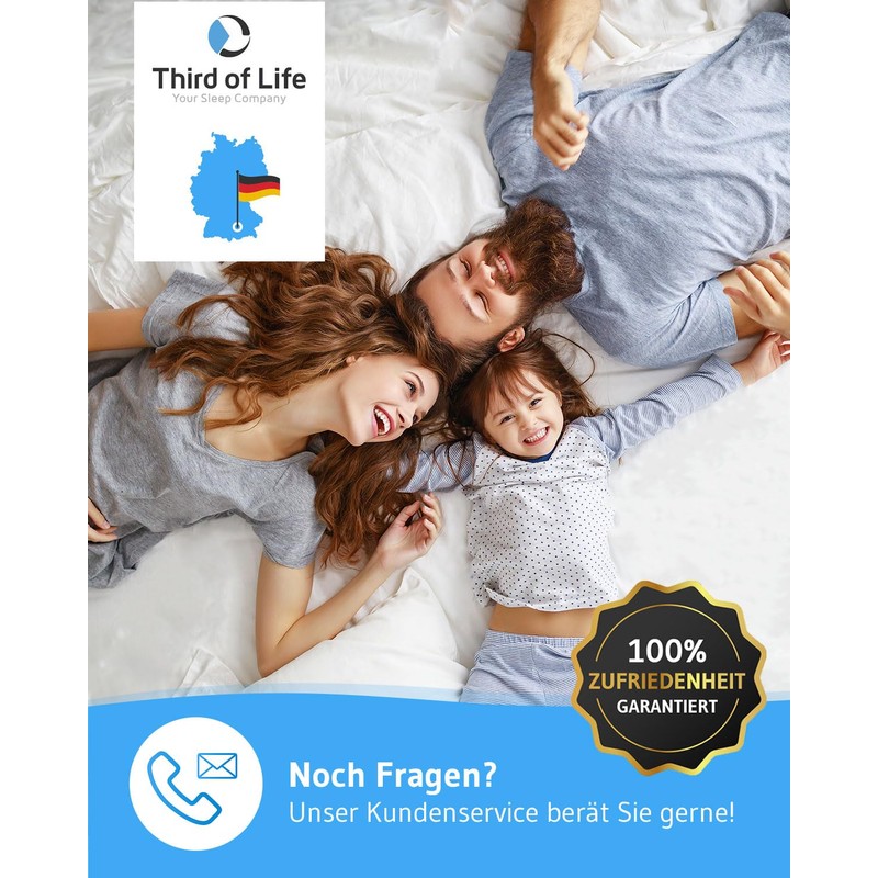 Third of Life Mattress Protector, 200 x 200 cm, Waterproof,