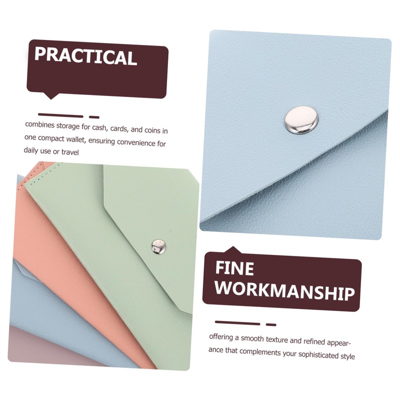 Operitacx 4pcs PU Leather Cash Envelope Wallet Minimalist Card Holder