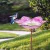 Outdoor Bird Bath Glass Birdbath Garden Birdfeeder with Metal Stake