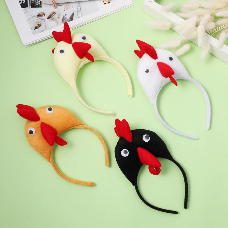 SEWACC Chicken Headband, Pack of 4 Rooster Headband, Plush Toy