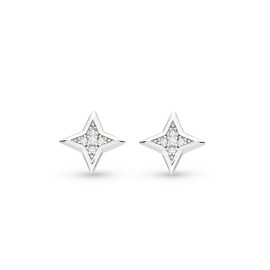 Kit Heath Céleste Astoria Starburst Pavé Stud Earrings – Sterling Silver & Rhodium Plate, Dazzling Pavé Cubic Zirconia, Art Deco-Inspired Sparkle.
