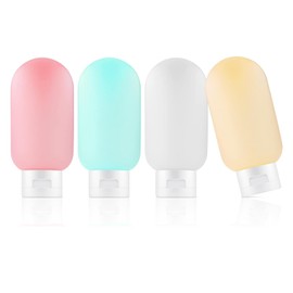 YiYFiT 4Pcs Candy- colors Travel Bottles for Toiletries, 60ml Leak Proof Travel Bottles Refillable Squeezable Containers for Liquids Shampoo Conditioner Lotion Shower Gel