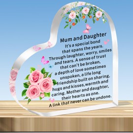 JMIMO Mum Daughter Gifts Mum Birthday Gifts From Daughter Mum Daughter Christmas Mothers Day Acrylic Plaque Present