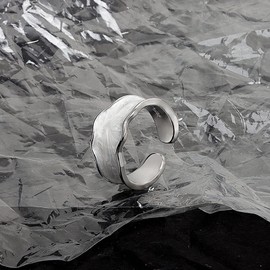 Colorful Adjustable Oil Drip Enamel Wave Wide Irregular Chunky Opening Stackable Punk Cool Elegant Friendship Finger Ring Set Jewelry for Women-Silver White