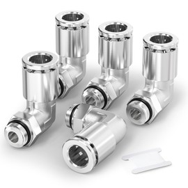 TAILONZ PNEUMATIC Elbow 6mm Tube OD x 1/4 Inch BSP Thread Push to Connect Fittings Copper Nickel Plating TPL6-02 (Pack of 2)