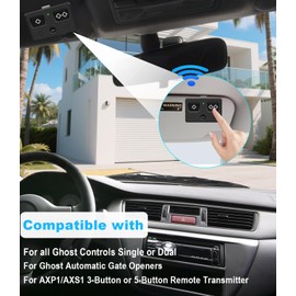 for Ghost AXS1 AXP1 Remote Transmitter, 3-Button Ghost Gate Remote Transmitter for Automatic Gate Openers, Partymode, Compatible with Ghost Controls Single/Dual Control Opener Systems