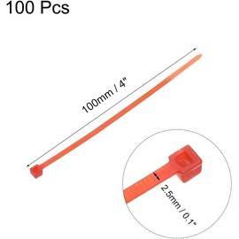 Cable Zip Ties Nylon Cable Wire Ties 4 Inch Self-Locking Nylon Tie Wraps Red 100pcs