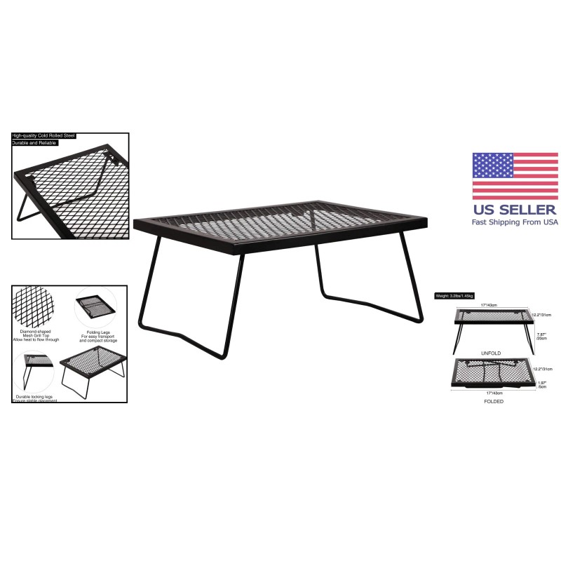 Durable 17"x12.2" Folding Campfire Grill – Ideal for Outdoor Cooking