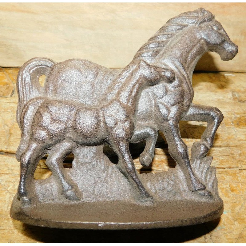 Vintage Cast Iron Horse Brown COLT Paper Weight Garden Rustic