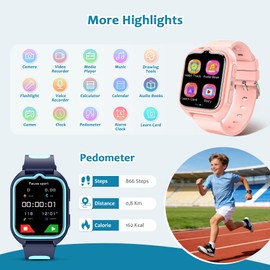 Blackview Kids Smart Watch, No APP Needed, 1.75" Fitness Watch with Pedometer, Sleep, LED Torch, IP68 Waterproof, 139 Learn Cards, 30 Puzzle Games, Audiobooks, Video Record for Boys Girls Teens 5-16