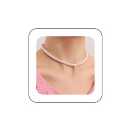 Cimenexe Bohemian Pearl Heart Choker Necklace Gold Heart Pendant Necklace Small Pearl Heart Collar Necklace Minimalist Heart Chain Necklace Jewelry for Women and Girls Gifts