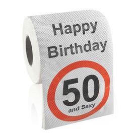 Funny Birthday Toilet Paper - Gag Gift Roll with Hilarious Prints for 50th Milestone Birthdays - Great Prank Decoration for Party Supplies - Premium 3 Ply Tissue for Men Women Friends Family