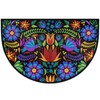 GISPOG Mexican Flowers Birds Half Round Door Mat,Indoor Entrance Rug,