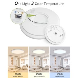 2PACK Flush Mount LED Ceiling Light Fixture White, 12Inch 28Watt, Dimmable & 3000K-4500K-6000K 3 Color Selectable Ceiling Lamp 3200LM Low Profile Ceiling Light for Kitchen Bedroom Hallway Porch