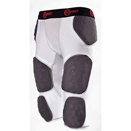 Cramer Thunder 7 Pad Football Girdle With Integrated Hip, Thigh and Tailbone Pads, Designed for Protection from High Impacts, High Hip Pad Coverage, Extra Thigh Protection Padding, White, 2X-Large
