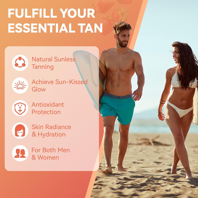 Tanning Gummies for Women and Men, Self Tan Supplement -