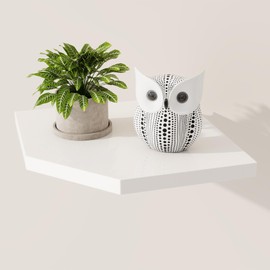 Fun Memories Corner Shelf Wall Mount, Solid Oak Wood Floating Corner Shelves with Cable Hole, 10in Rustic Design for Bedroom, Bathroom, Kitchen, Living Room (White, 1 Pack)