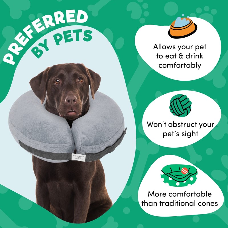 BENCMATE Protective Inflatable Collar for Dogs and Cats - Soft