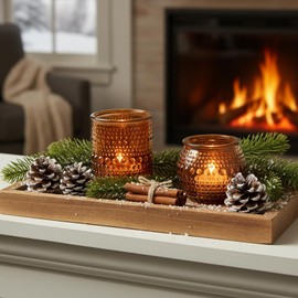 36pcs Amber Votive Candle Holders, 2x2.5in Glass Tea Lights Candle Holders for Table Centerpiece for Home Decor Party Fall Boho Decor (Amber)