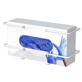 Wall-Mounted Glove Box Holder: White Organizer for Lab, Kitchen, Bathroom & Garage - Convenient Glove Dispenser for Disposable Gloves & Tissues.