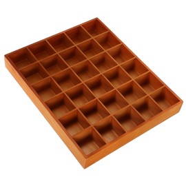 ULTECHNOVO Wooden Sorting Tray Grid Display Wood Divided Organizer Brown Finished Section Box (30 Compartments,15. 72x13. 17x1. 97 Inch Each Tray)