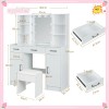 Yamissi White Makeup Vanity Table Set with 10 LED Mirror