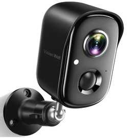 VISION WELL Security Cameras Wireless Outdoor, 1080P Battery Powered AI Motion Detection Spotlight Siren Alarm WiFi Surveillance Indoor Home Camera, Color Night Vision, 2-Way Talk, Waterproof, Cloud/SD Storage Audio Cable - Color: Black Vision Well Camer