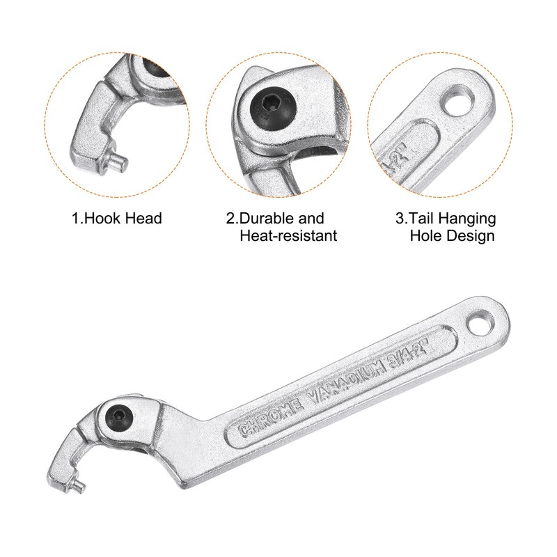 sourcing map 3/4-2"(19-51mm) C Spanner Wrench Adjustable Round Pin Spanner