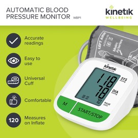 Kinetik Wellbeing Kinetik Wellbeing Home Use Blood Pressure Monitor - Used by the NHS - Fully Automatic Upper Arm Blood Pressure Machine with Universal Cuff (22-42cm), Digital Sphygmomanometer Tester Kit