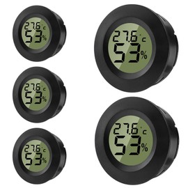 ZHITING Hygrometer Thermometer Mini Digital Temperature Humidity Meter Round Humidity Meter for Indoor Spaces, Greenhouses, Terrariums, Guitar Case, Humidor, Incubators & Glass (Pack of 5)
