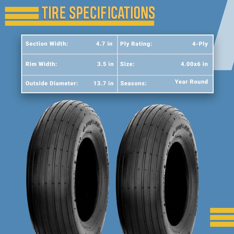 400-6 Wheel Barrow Tire 4.00-6 4.00x6 400-6 Cart RIB Tire