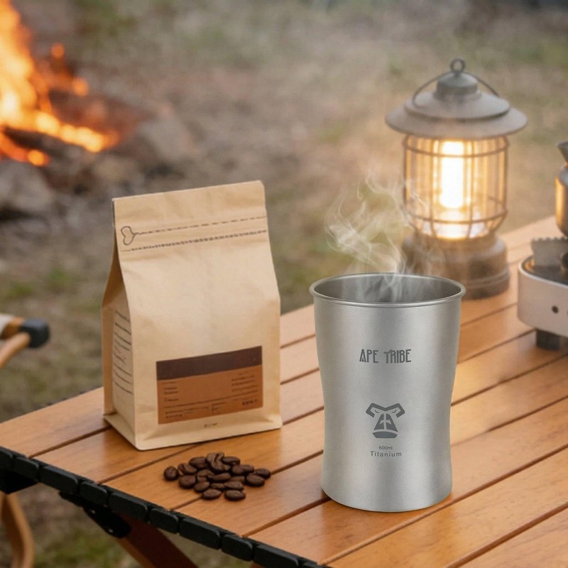 Titanium Water Cup 600ml, Ultralight Coffee Mug for Camping, Raw