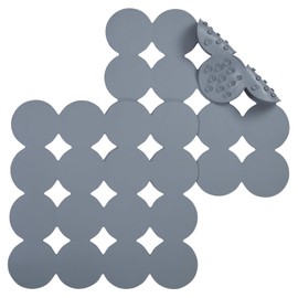 Webos Anti Slip Shower Mat: 2PCS Non Slip Bath Mat for Tub with Strong Suction Cups Bathtub & Tub Mats for Elderly and Kids Bathroom Square Rubber Shower Floor Stall Matt (Grey, 21X21)