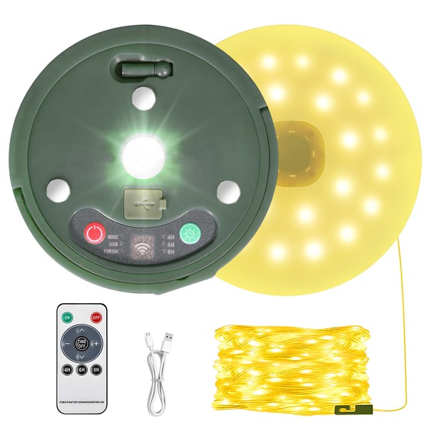 HELESIN 3 in 1 Camping String Lights Outdoor, Waterproof Portable