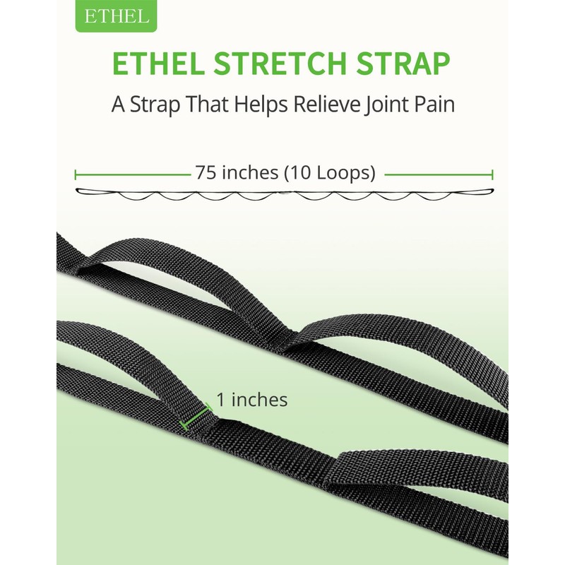 ETHEL Stretching Strap Yoga Strap Physical Therapy for Home Workout,