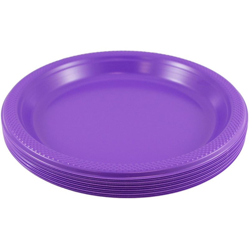 JAM PAPER Round Plastic Party Plates - Medium - 9