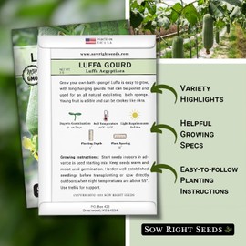 Sow Right Seeds - Luffa Gourd Seed for Planting - Non-GMO Heirloom Packet with Instructions to Plant a Home Vegetable Garden - Great Gardening Gift (4)