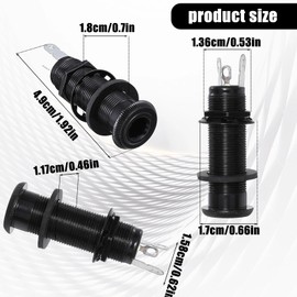 6.35mm Guitar Output Jack Brass Mono Guitar Bass Jack Socket Black Cylinder Input Output Jacks with 3 Pins Chrome