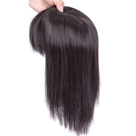 14 Inch Synthetic Hair Topper Wig Hair Enhancer with Straight Fringe 3 Clips in Straight Hair Extensions Hair Closure Piece Hairpieces for Women (14 inch/35 cm, 4#)