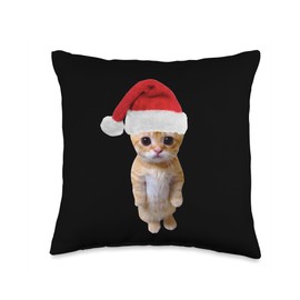Christmas El Gato Meme Sad Cat Munchkin Kitty Meme Trendy Throw Pillow