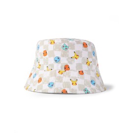 Pokémon Character Bucket Hat in Multi | Unisex Kids Sun Protection Hat | Featuring Pikachu, Charmander, Bulbasaur & Squirtle | Cartoon Themed Casual Wear