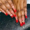 Rchovsam Long Square Press on Nails xl Red French Tip