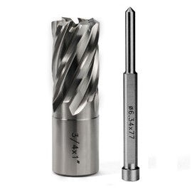 OSCARBIDE 3/4"x1"Annular Cutter,3/4 inch Weldon Shank,3/4 inch Cutting Diameter,1 inch Depth of Cut,2 Flat Mag Drill Bit with Pilot Pin for Magnetic Drill Press,1 Piece