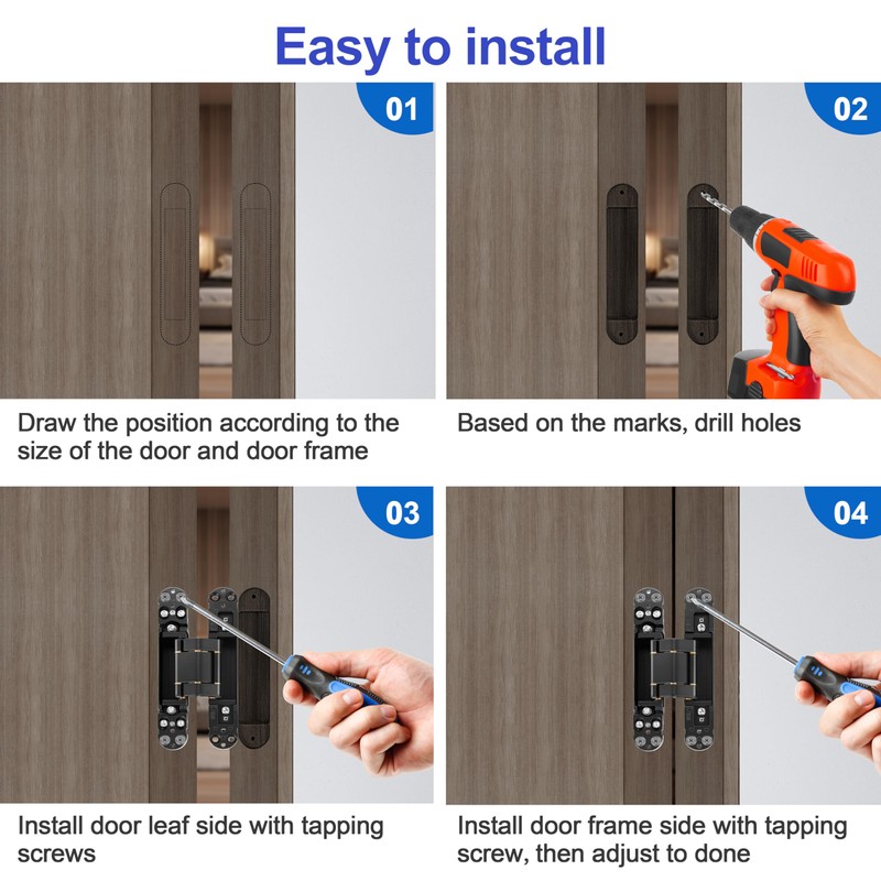 2 Pcs 7 inch Hidden Door Hinges-Invisible Hinges for Doors,