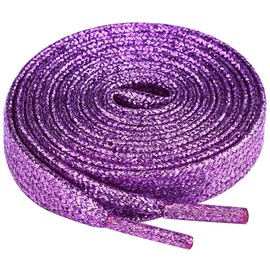 Olukssck [2 Pairs] Flat Glitter Shiny Metallic Shoe Laces for Sneakers, 2/5" Wide Sequin Athletic Shoelaces Light Purple 55 inch(140cm)