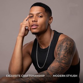 Caijewl Mens Rope Chain | Stainless Steel | Waterproof & Tarnish Resistant | Heavy Jewellery for Men (4mm wide, 24.0 Inches)