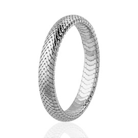 Silver Snake Skin Mens Wedding Band, 925 Sterling Silver Rings For Men, Promise Ring For Him, Unusual Design Stacking, Fashion Mens Jewelry, Engagement & Men Wedding Bands, Unique Gift For Boyfriend (Silver - Polished, 12.5)